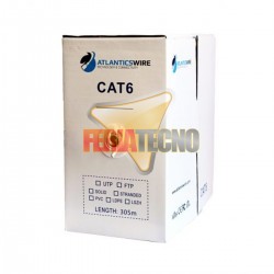 CABLE UTP CAT6 305 MTS, 23 AWG, CCA PVC. GRIS. ATLANTICSWIRE