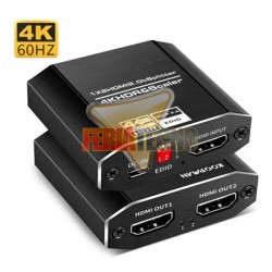 SPLITTER HDMI AMPLIFICADO 2 SALIDAS 2.0, 4K