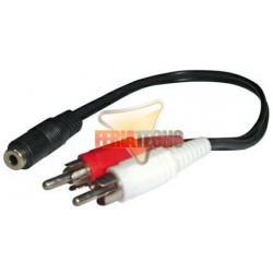 ADAPTADOR DE AUDIO 2 RCA M A 3.5 PLUG H, 23 CMS.