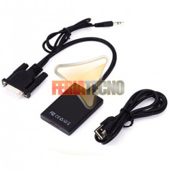 CONVERSOR DE VIDEO VGA + AUDIO A HDMI. ALIMENTA POR USB