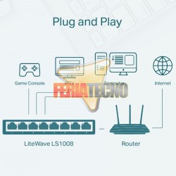 SWITCH TP-LINK, 8 PUERTOS 10/100MBPS RJ45. LS1008