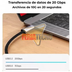CABLE USB-C 2 MTS. 4K, DATOS 10 GBPS, CARGA RAPIDA 100W