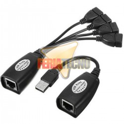 EXTENSOR USB 2.0 POR RJ45 4 PUERTOS, HASTA 45 METROS