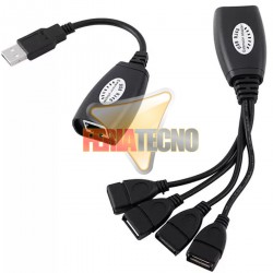 EXTENSOR USB 2.0 POR RJ45 4 PUERTOS, HASTA 45 METROS
