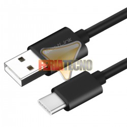 CABLE USB-C A USB 2 METROS, NEGRO. CARGA Y SINCRONIZACIÓN.