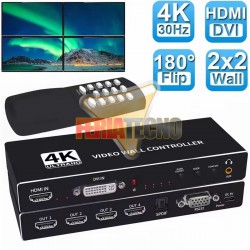 CONTROLADOR VIDEO WALL DVI, HDMI 1X4, C.REMOTO, FULL HD/4K.