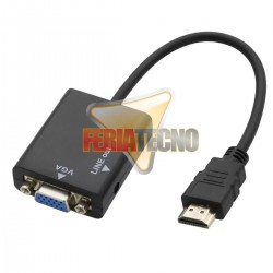 CONVERSOR DE VIDEO HDMI A VGA + AUDIO, 1080P