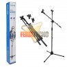 PEDESTAL PARA MICROFONO DOBLE, AJUSTABLE, BASE METALICA