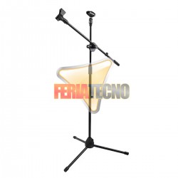 PEDESTAL PARA MICROFONO DOBLE, AJUSTABLE, BASE METALICA