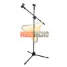 PEDESTAL PARA MICROFONO DOBLE, AJUSTABLE, BASE METALICA