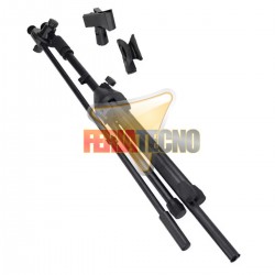 PEDESTAL PARA MICROFONO DOBLE, AJUSTABLE, BASE METALICA