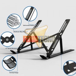 SOPORTE ALUMINIO NOTEBOOK Y TABLET, PEGABLE.