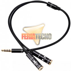 SPLITTER STEREO 3.5MM MACHO A 2 HEMBRA AUDIFONO Y MICROFONO.
