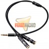 SPLITTER STEREO 3.5MM MACHO A 2 HEMBRA AUDIFONO Y MICROFONO.