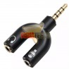 SPLITTER STEREO 3.5MM MACHO A 2 HEMBRA AUDIFONO Y MICROFONO. Y