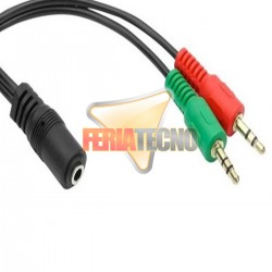 SPLITTER STEREO 3.5 MM 2 MACHO A 1 HEMBRA. AUDIFONO Y MICROFONO