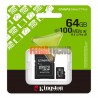 MEMORIA MICRO SD 64 GB CLASE 10+ADAPTADOR, CANVAS SELECT PLUS, KINGSTON