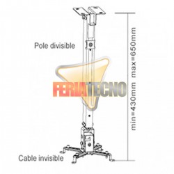 SOPORTE PARA PROYECTOR A TECHO, 13 A 65 CM. 20KG. BLANCO