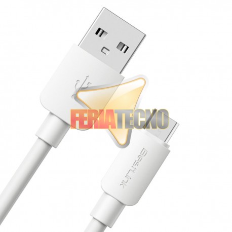 CABLE MICRO USB A USB 2 MTS. BLANCO. CARGA RAPIDA