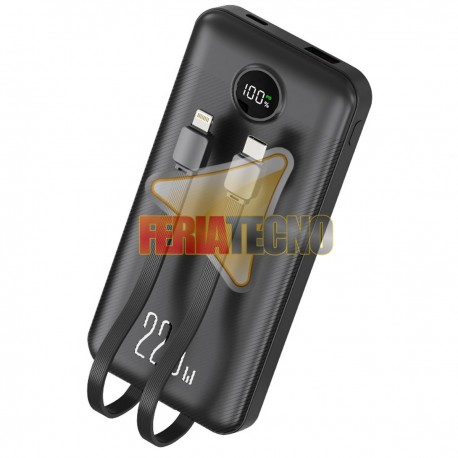 BATERIA EXTERNA POWERBANK, 10.000 MAH, CARGA RAPIDA, NEGRA.