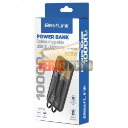 BATERIA EXTERNA POWERBANK, 10.000 MAH, CARGA RAPIDA, NEGRA.
