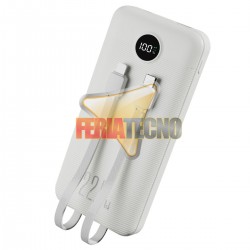 BATERIA EXTERNA POWERBANK, 10.000 MAH, CARGA RAPIDA, BLANCA.
