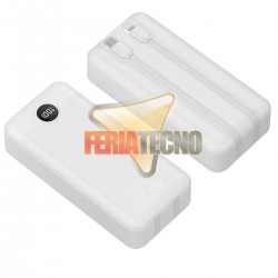 BATERIA EXTERNA POWERBANK, 20.000 MAH, CARGA RAPIDA, BLANCA.