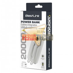 BATERIA EXTERNA POWERBANK, 20.000 MAH, CARGA RAPIDA, BLANCA.
