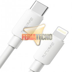 CABLE USB-C PARA IPHONE, IPAD. BLANCO. 1 METRO. CARGA RAPIDA
