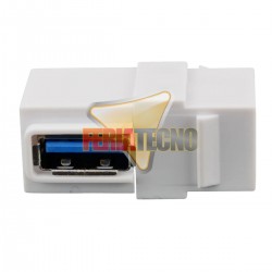 Modulo Keystone USB 3.0 A-A Hembra-Hembra Angulo 90° para Placa en Muro