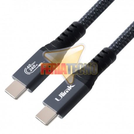 Cable USB-C 4.0 1.8 Metros 8K, Datos 40 Gbps, Carga Rápida 240W