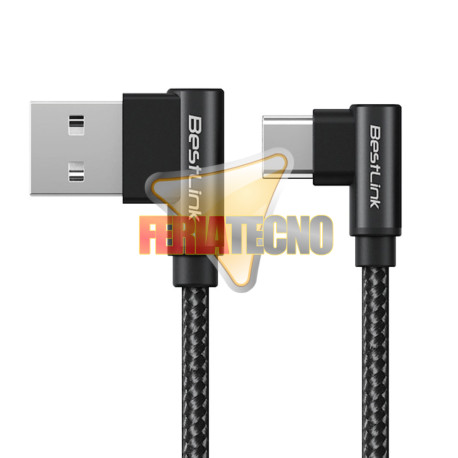 Cable USB-C a USB-A 1 Metro Conector en L 3.0A Trenzado Carga
