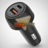 Cargador Dual USB-C + USB-A para Auto Carga Rápida 48W PD-QC