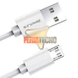 CABLE  MICRO USB A USB FUJITEL, COLOR BLANCO, PLANO