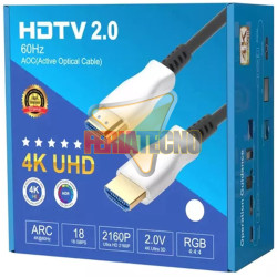 CABLE HDMI 2.0 4K 100 MTS. M/M, FIBRA OPTICA, CONEC. BAÑO ORO.
