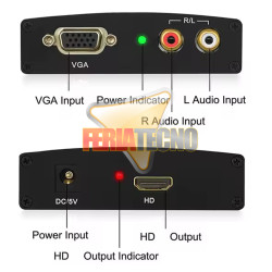 CONVERSOR DE VIDEO VGA + AUDIO A HDMI. ACTIVO