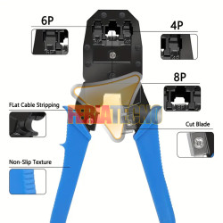 CRIMPEADORA RJ45, RJ11, RJ12, METALICA.