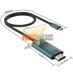 Cable USB-C A HDMI 8K 30Hz 4K 120Hz 1.8m