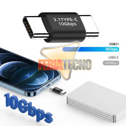 Adaptador USB-C Macho a Macho Copla Carga Rapida y Datos