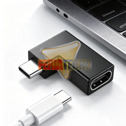 Adaptador USB-C 90 Grados Macho a Hembra Copla Vertical Carga y Datos