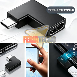 Adaptador USB-C 90 Grados Macho a Hembra Copla Vertical Carga y Datos