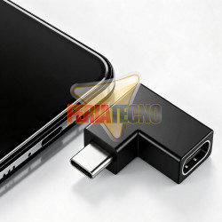 Adaptador USB-C 90 Grados Macho a Hembra Copla Vertical Carga y Datos