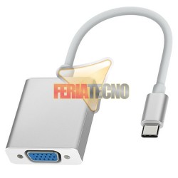 ADAPTADOR USB-C A VGA, 10 CMS. PLATEADO/ BLANCO