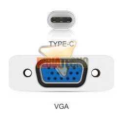 ADAPTADOR USB-C A VGA, 10 CMS. PLATEADO/ BLANCO